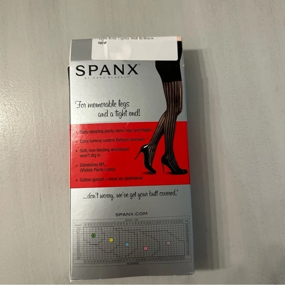 SPANX by Sara Blakely Uptown Tight-End Tights Balck Tuxedo Stripe Sz 968/B NWT